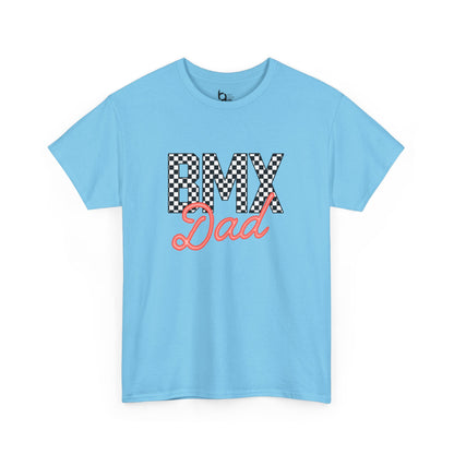 Checkered BMX Dad Light Colored Tee - Red Lettering