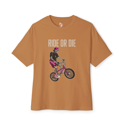 "Ride or Die" BMX Oversized Boxy Tee - Pink Graphic