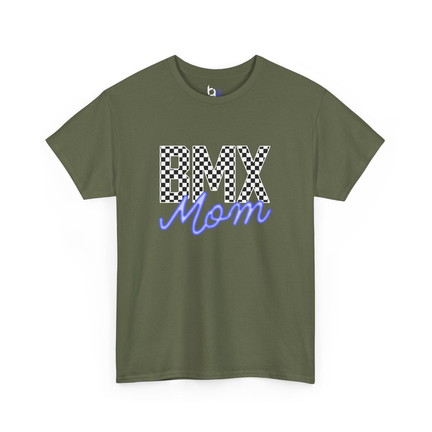 Checkered BMX Mom Dark Colored Tee - Blue Lettering