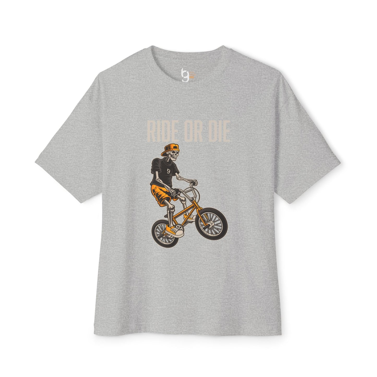 "Ride or Die" BMX Oversized Boxy Tee - Orange Graphic