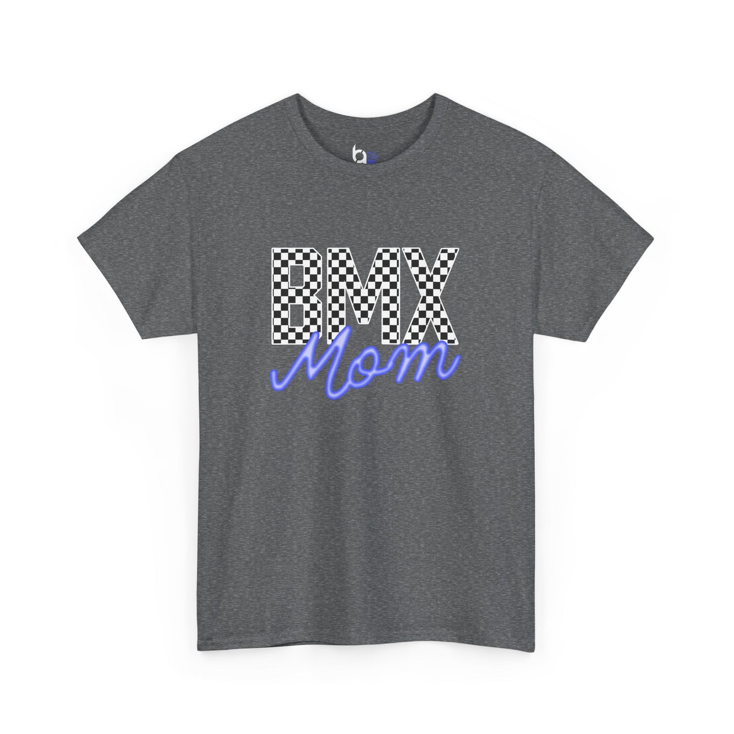 Checkered BMX Mom Dark Colored Tee - Blue Lettering