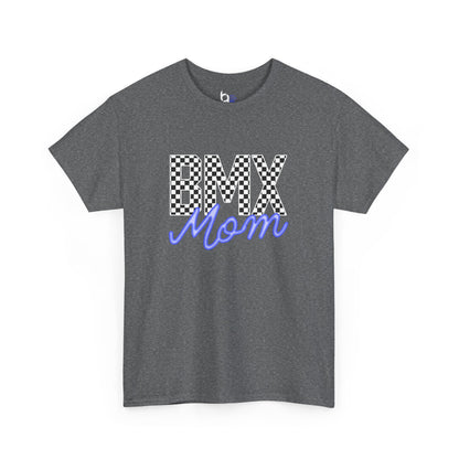 Checkered BMX Mom Dark Colored Tee - Blue Lettering