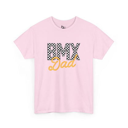 Checkered BMX Dad Light Colored Tee - Orange Lettering