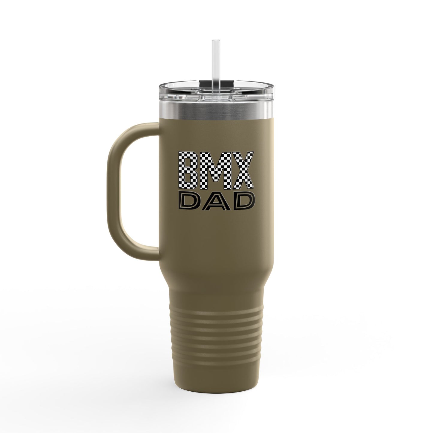 Checkered BMX Dad 40oz Insulated Travel Mug
