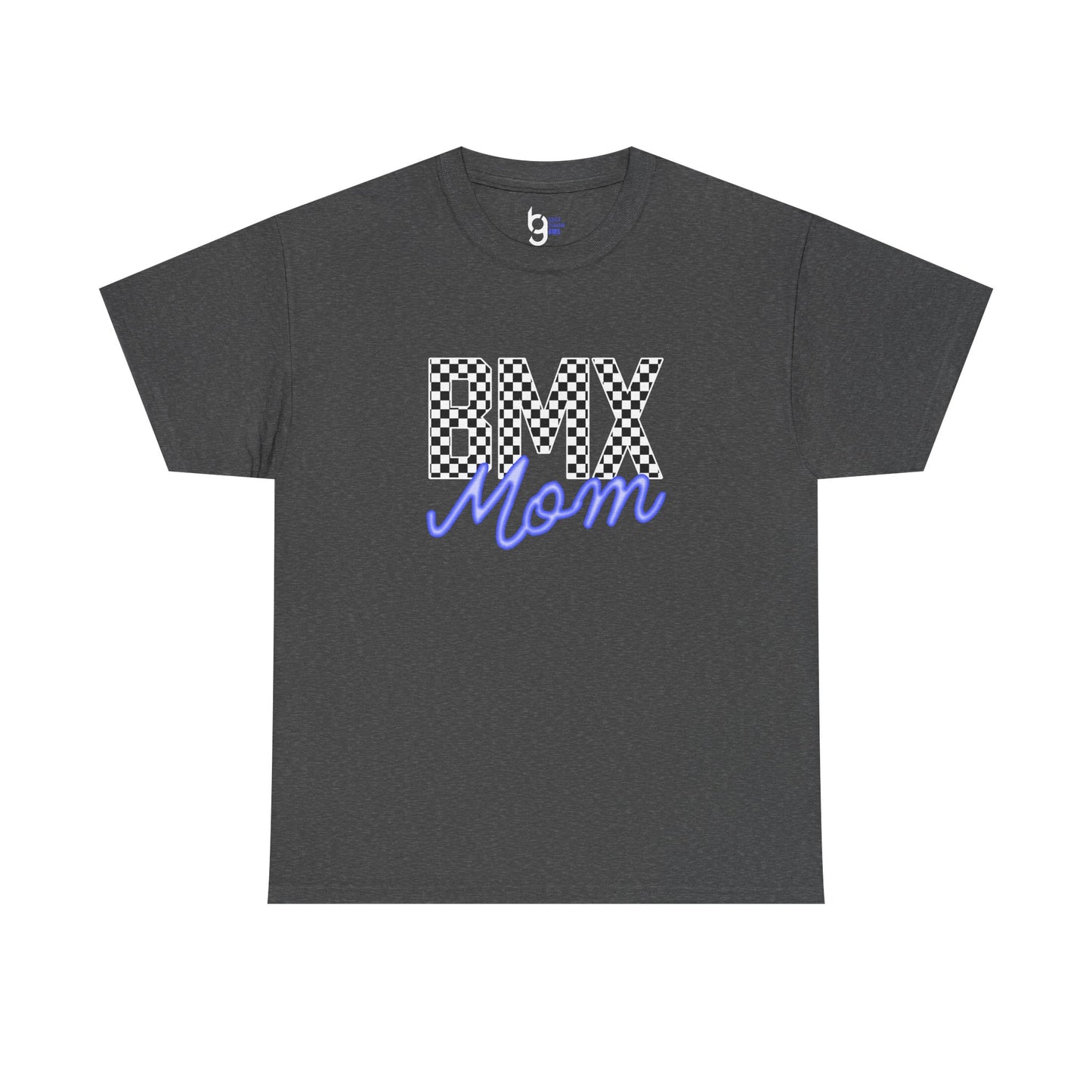 Checkered BMX Mom Dark Colored Tee - Blue Lettering