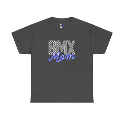 Checkered BMX Mom Dark Colored Tee - Blue Lettering