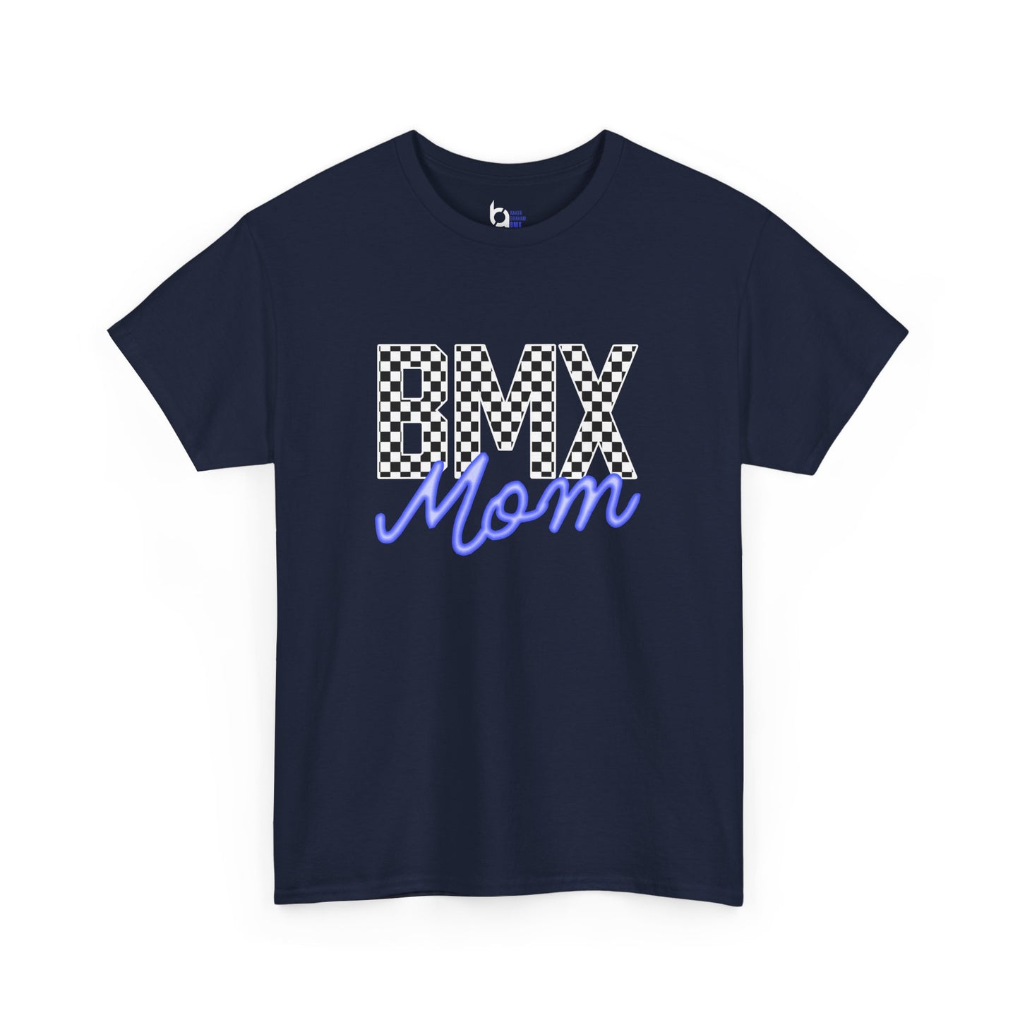 Checkered BMX Mom Dark Colored Tee - Blue Lettering