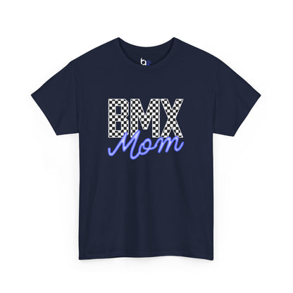 Checkered BMX Mom Dark Colored Tee - Blue Lettering