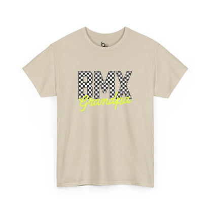 Checkered BMX Grandpa Light Colored Tee - Chartreuse Lettering