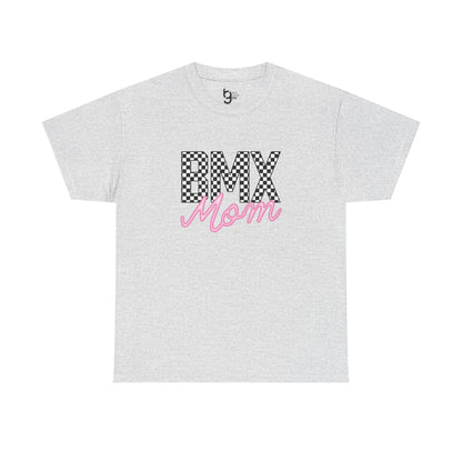Checkered BMX Mom Light Colored Tee - Pink Lettering