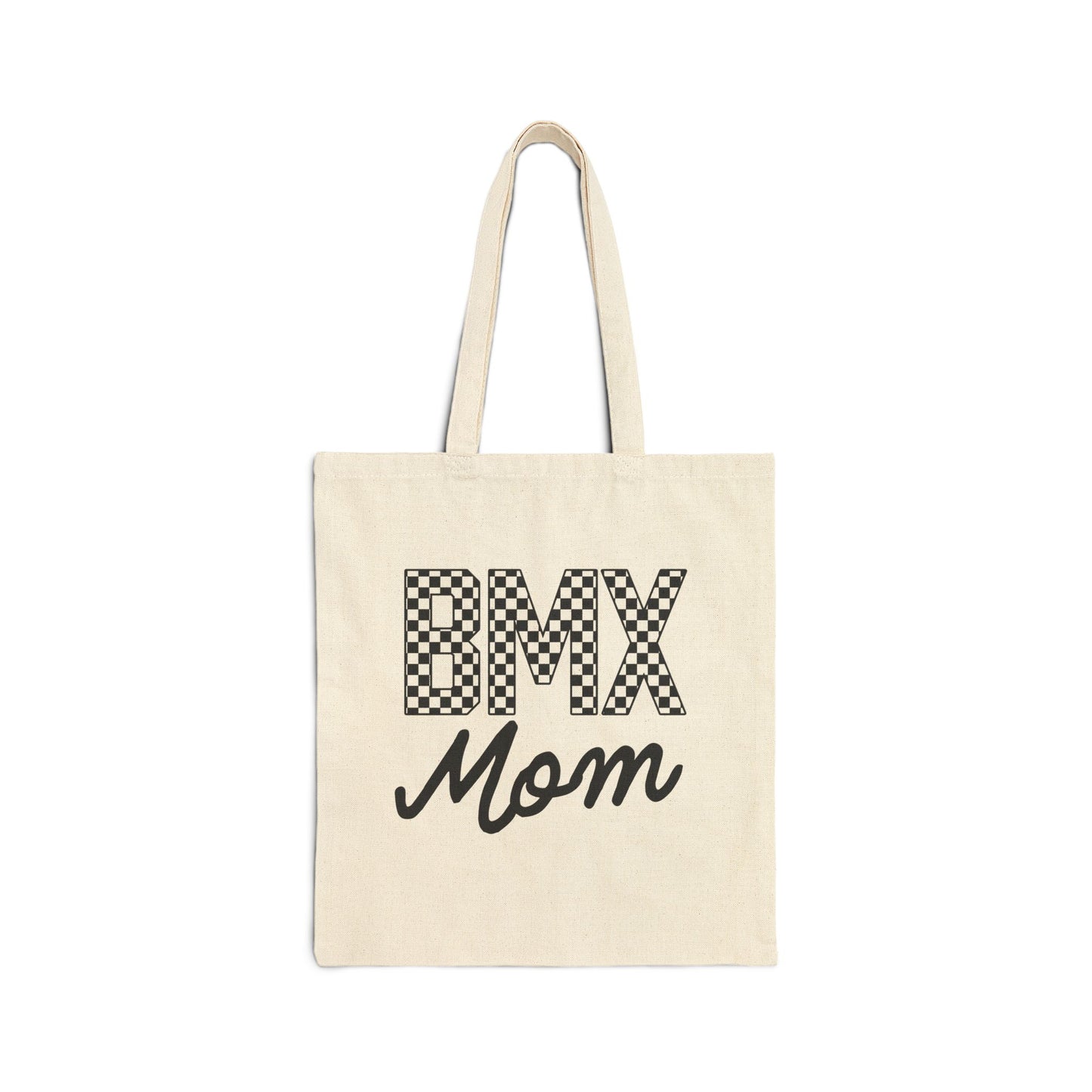 Checkered BMX Mom Canvas Tote Bag