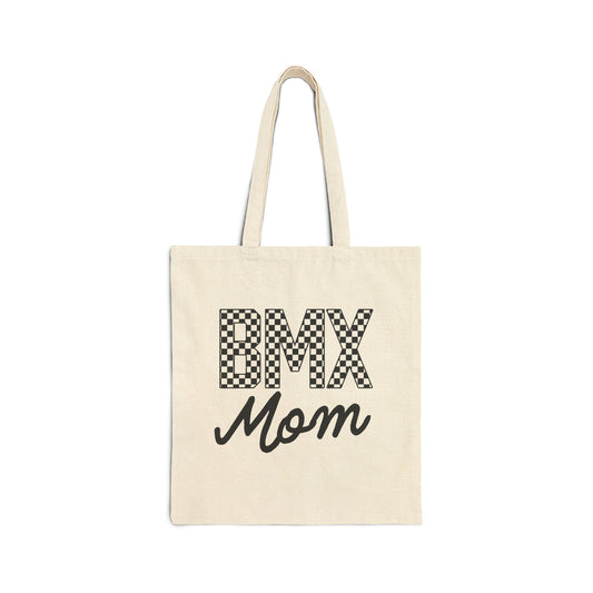 Checkered BMX Mom Canvas Tote Bag