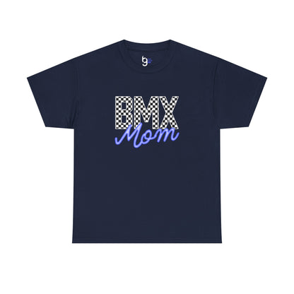 Checkered BMX Mom Dark Colored Tee - Blue Lettering
