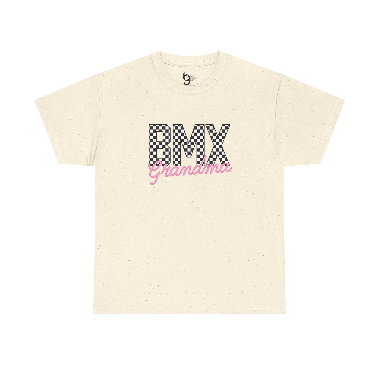 Checkered BMX Grandma Light Colored Tee - Pink Lettering