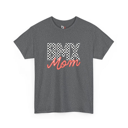 Checkered BMX Mom Dark Colored Tee - Red Lettering