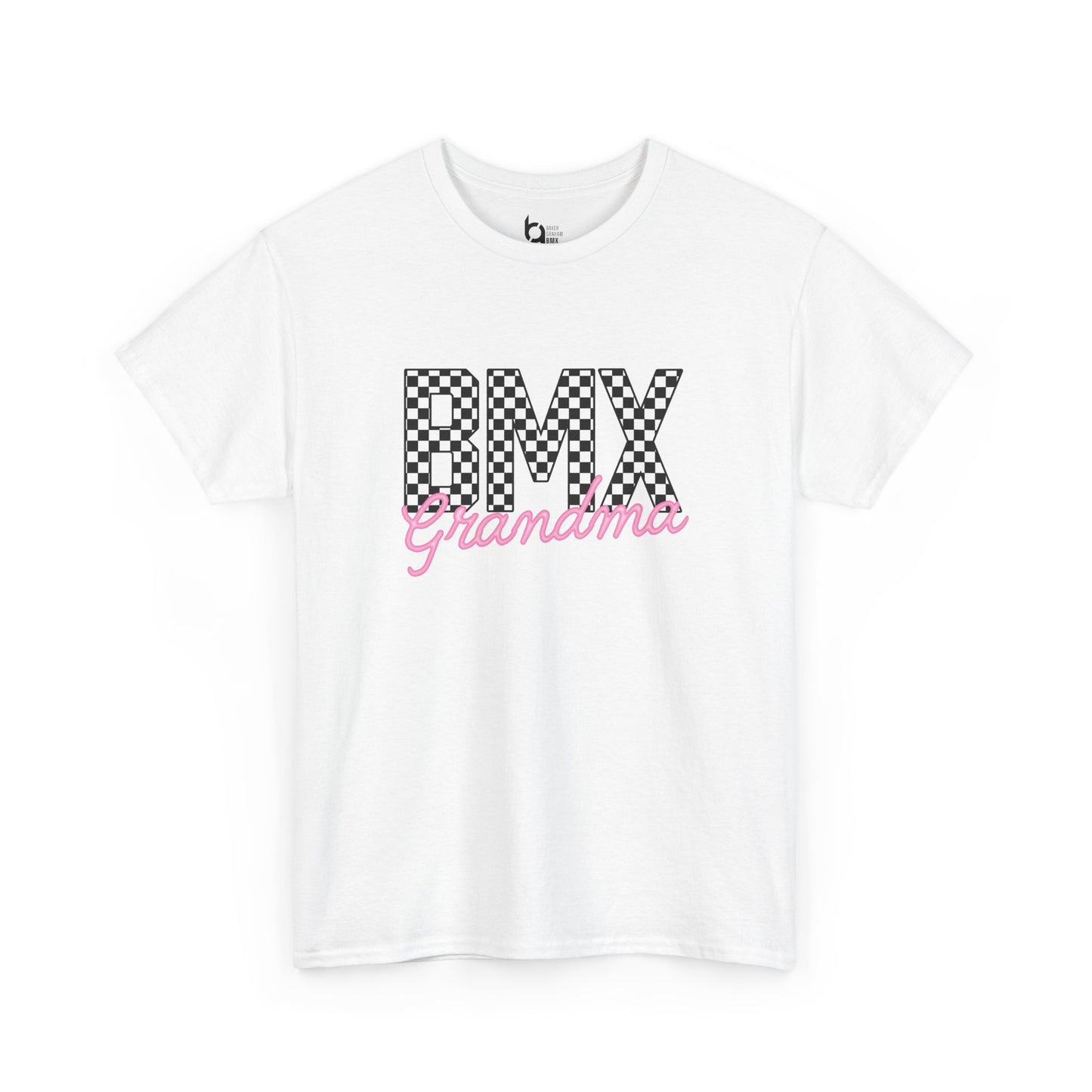 Checkered BMX Grandma Light Colored Tee - Pink Lettering