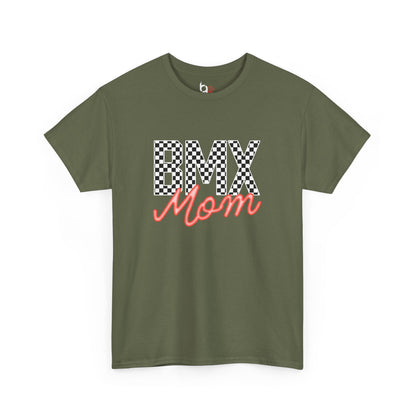 Checkered BMX Mom Dark Colored Tee - Red Lettering