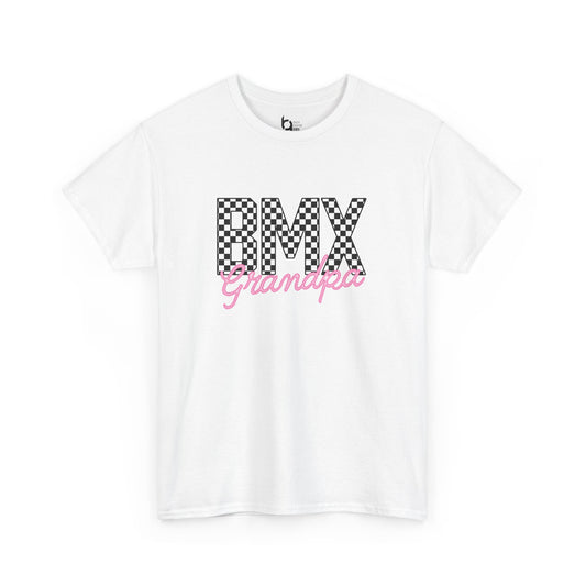 Checkered BMX Grandpa Light Colored Tee - Pink Lettering