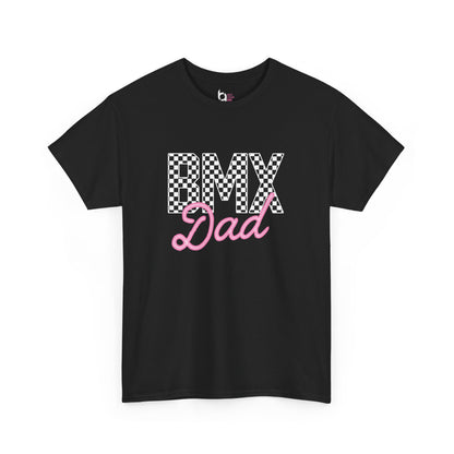 Checkered BMX Dad Dark Colored Tee - Pink Lettering
