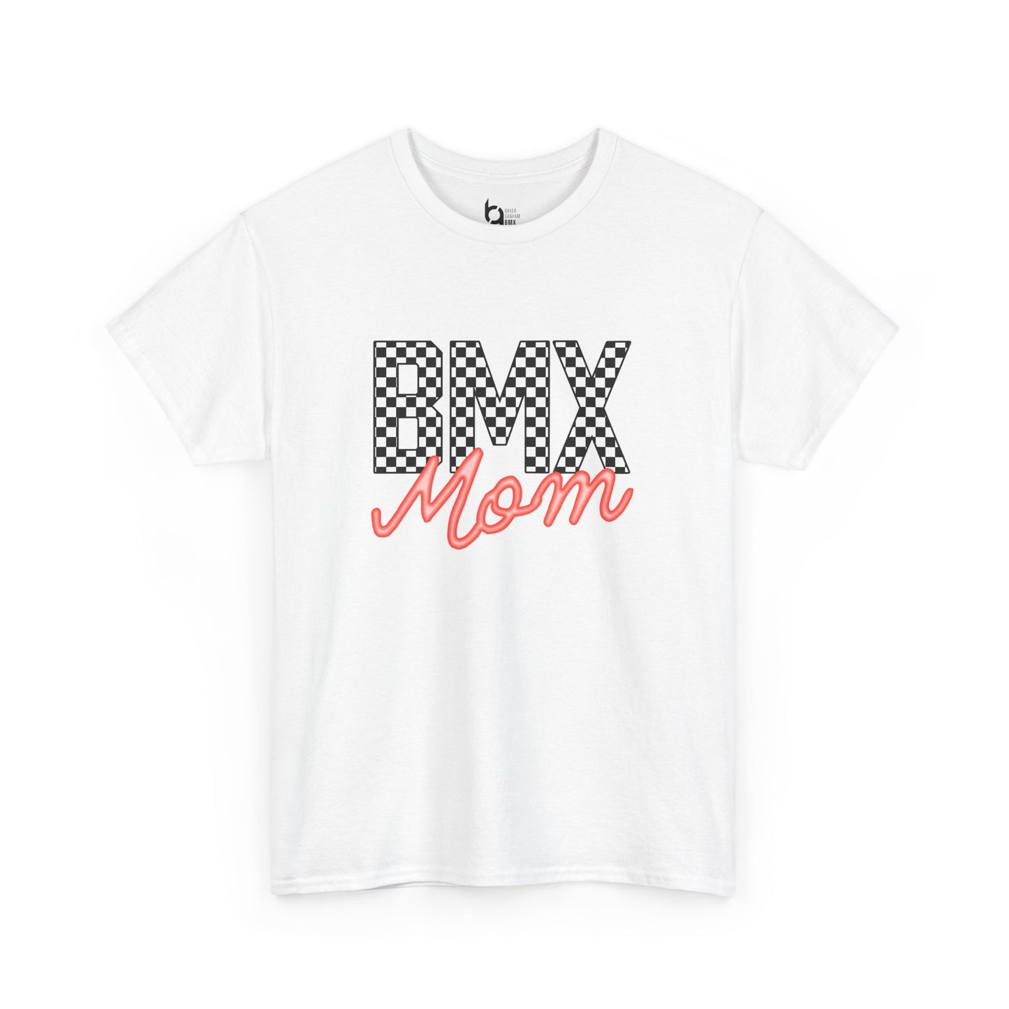 Checkered BMX Mom Light Colored Tee - Red Lettering