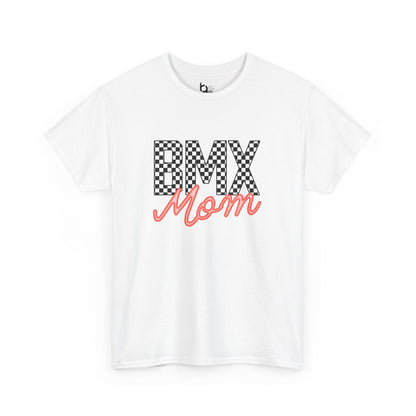 Checkered BMX Mom Light Colored Tee - Red Lettering