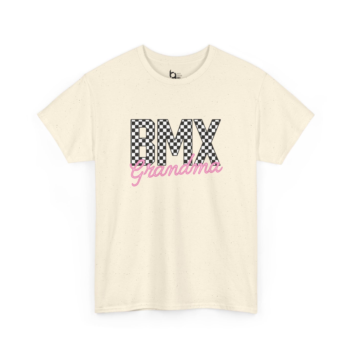 Checkered BMX Grandma Light Colored Tee - Pink Lettering