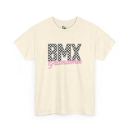 Checkered BMX Grandma Light Colored Tee - Pink Lettering