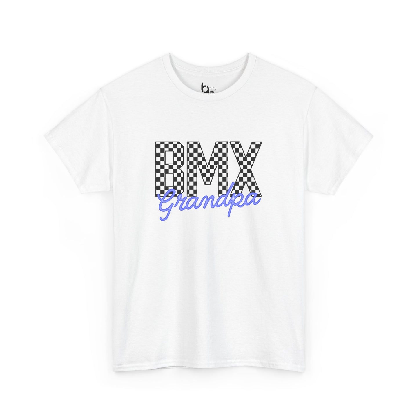 Checkered BMX Grandpa Light Colored Tee - Blue Lettering