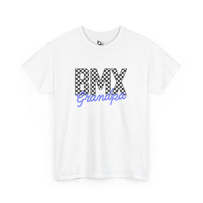 Checkered BMX Grandpa Light Colored Tee - Blue Lettering