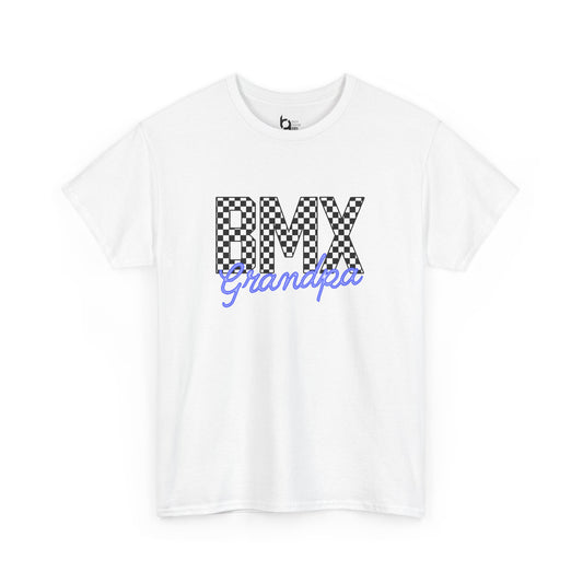 Checkered BMX Grandpa Light Colored Tee - Blue Lettering