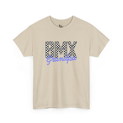 Checkered BMX Grandpa Light Colored Tee - Blue Lettering