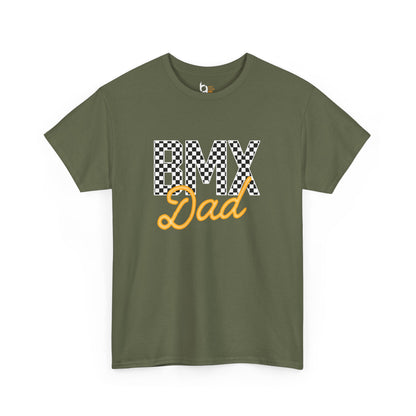 Checkered BMX Dad Dark Colored Tee - Orange Lettering