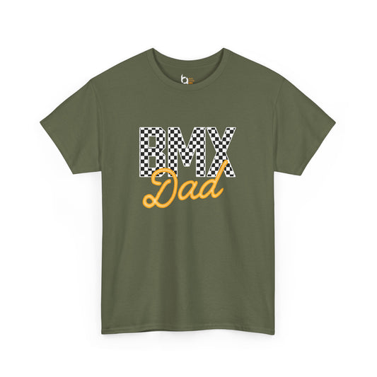Checkered BMX Dad Dark Colored Tee - Orange Lettering