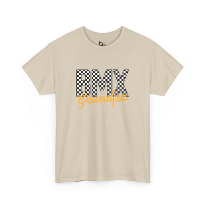 Checkered BMX Grandpa Light Colored Tee - Orange Lettering