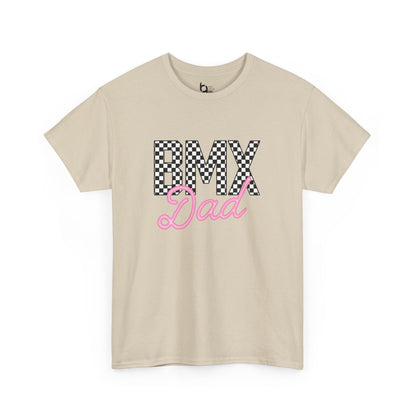 Checkered BMX Dad Light Colored Tee - Pink Lettering