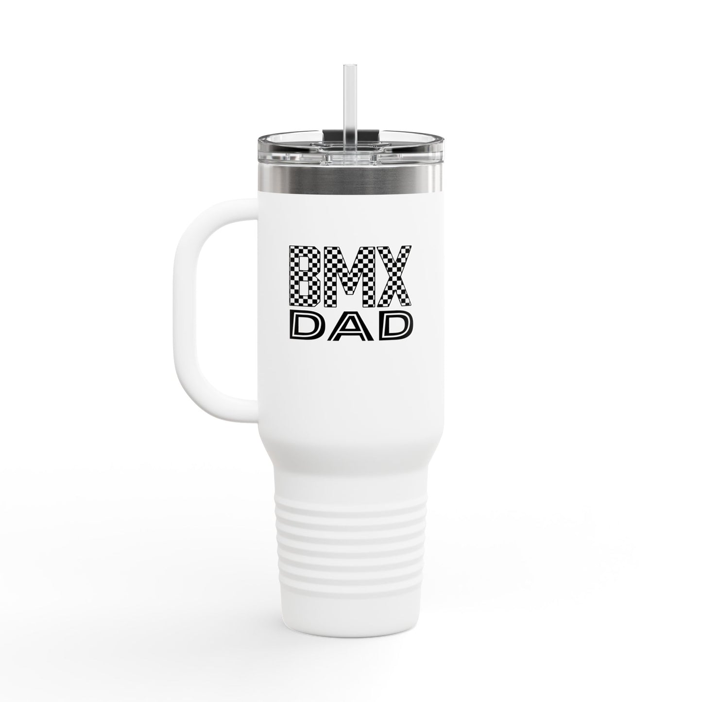 Checkered BMX Dad 40oz Insulated Travel Mug