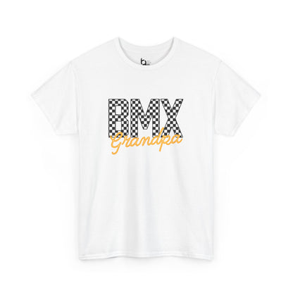 Checkered BMX Grandpa Light Colored Tee - Orange Lettering