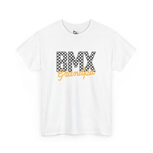 Checkered BMX Grandpa Light Colored Tee - Orange Lettering