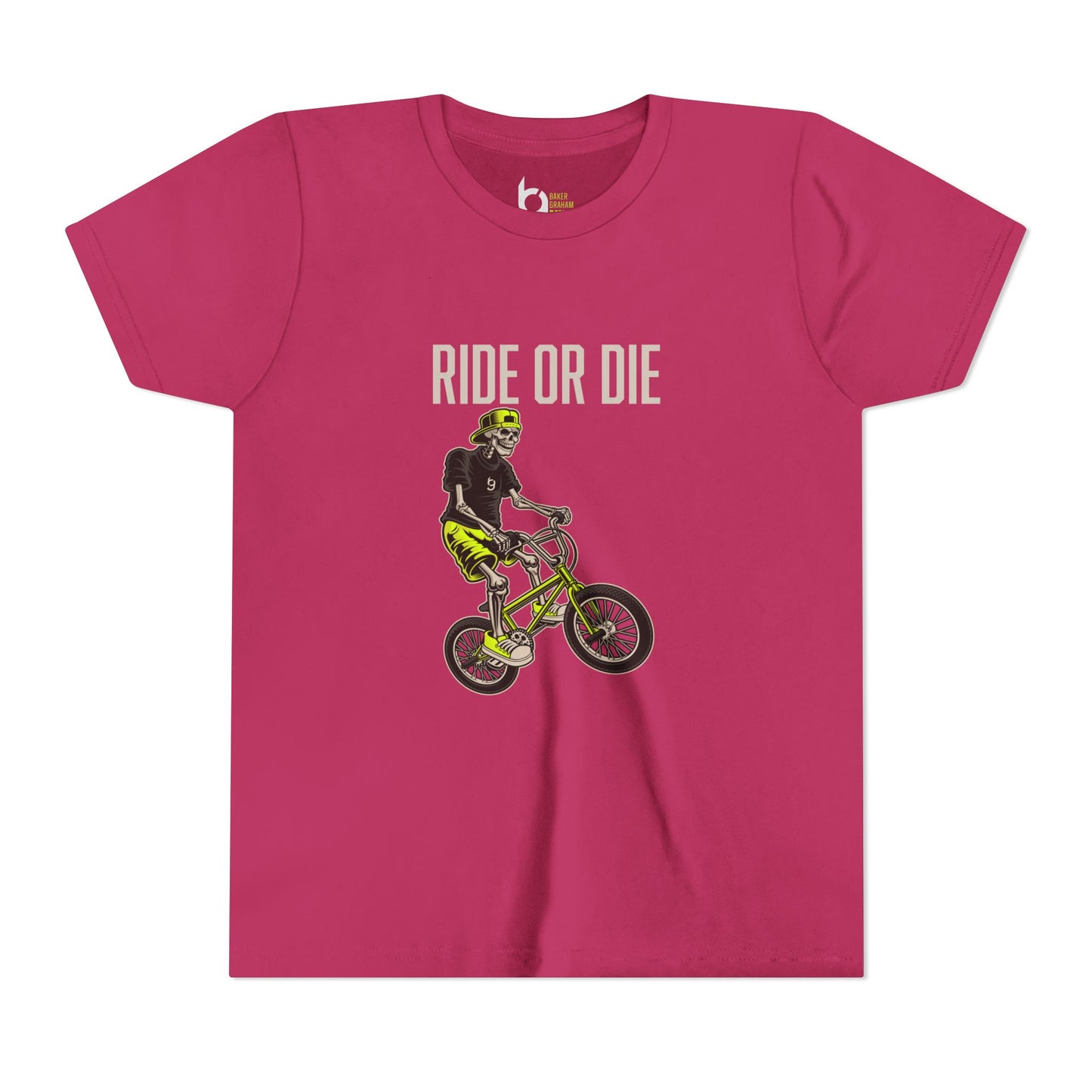 "Ride or Die" Kids Tee - Chartreuse Graphic