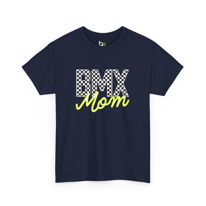 Checkered BMX Mom Dark Colored Tee - Chartreuse Lettering