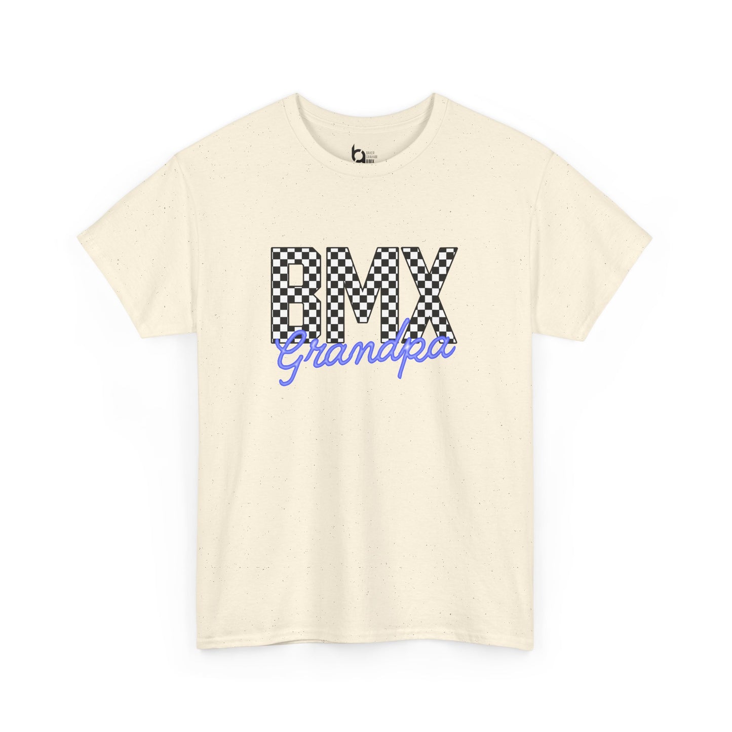 Checkered BMX Grandpa Light Colored Tee - Blue Lettering
