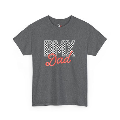 Checkered BMX Dad Dark Colored Tee - Red Lettering