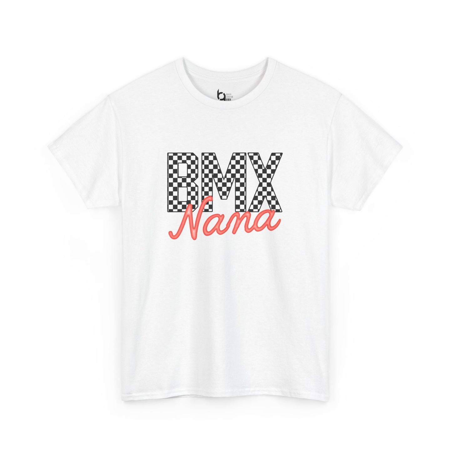 Checkered BMX Nana Light Colored Tee - Red Lettering