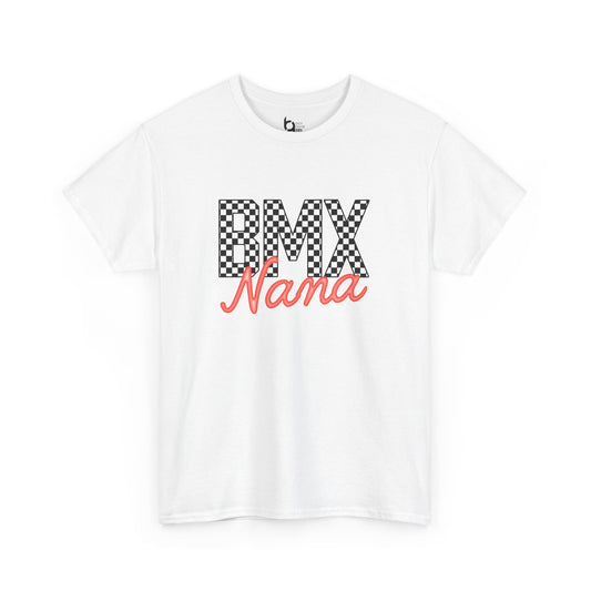 Checkered BMX Nana Light Colored Tee - Red Lettering