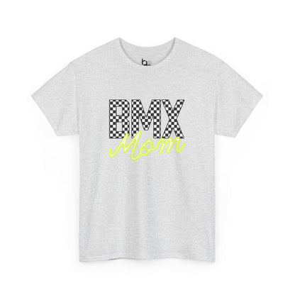 Checkered BMX Mom Light Colored Tee - Chartreuse Lettering