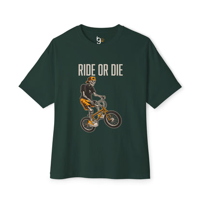 "Ride or Die" BMX Oversized Boxy Tee - Orange Graphic