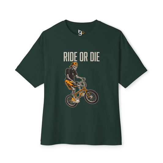 "Ride or Die" BMX Oversized Boxy Tee - Orange Graphic