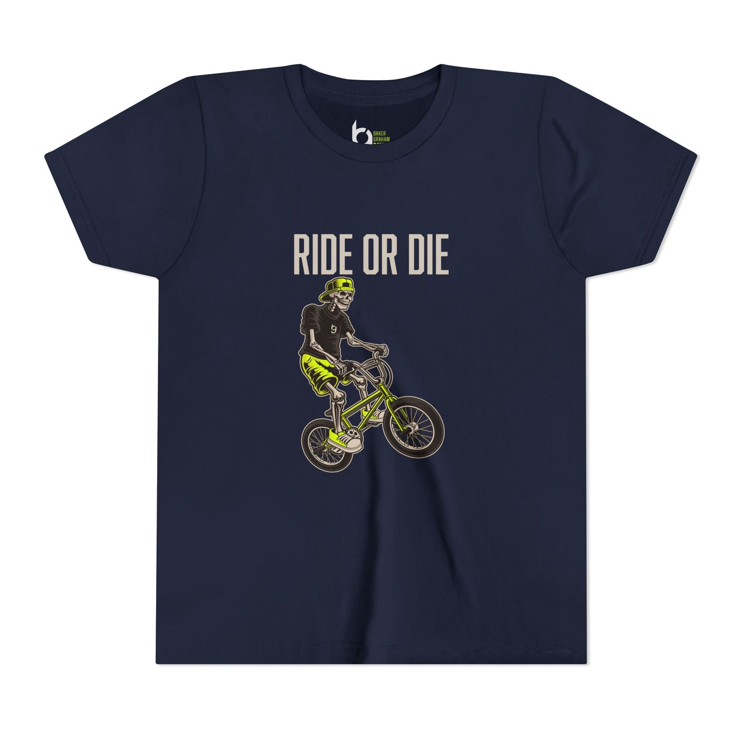 "Ride or Die" Kids Tee - Chartreuse Graphic
