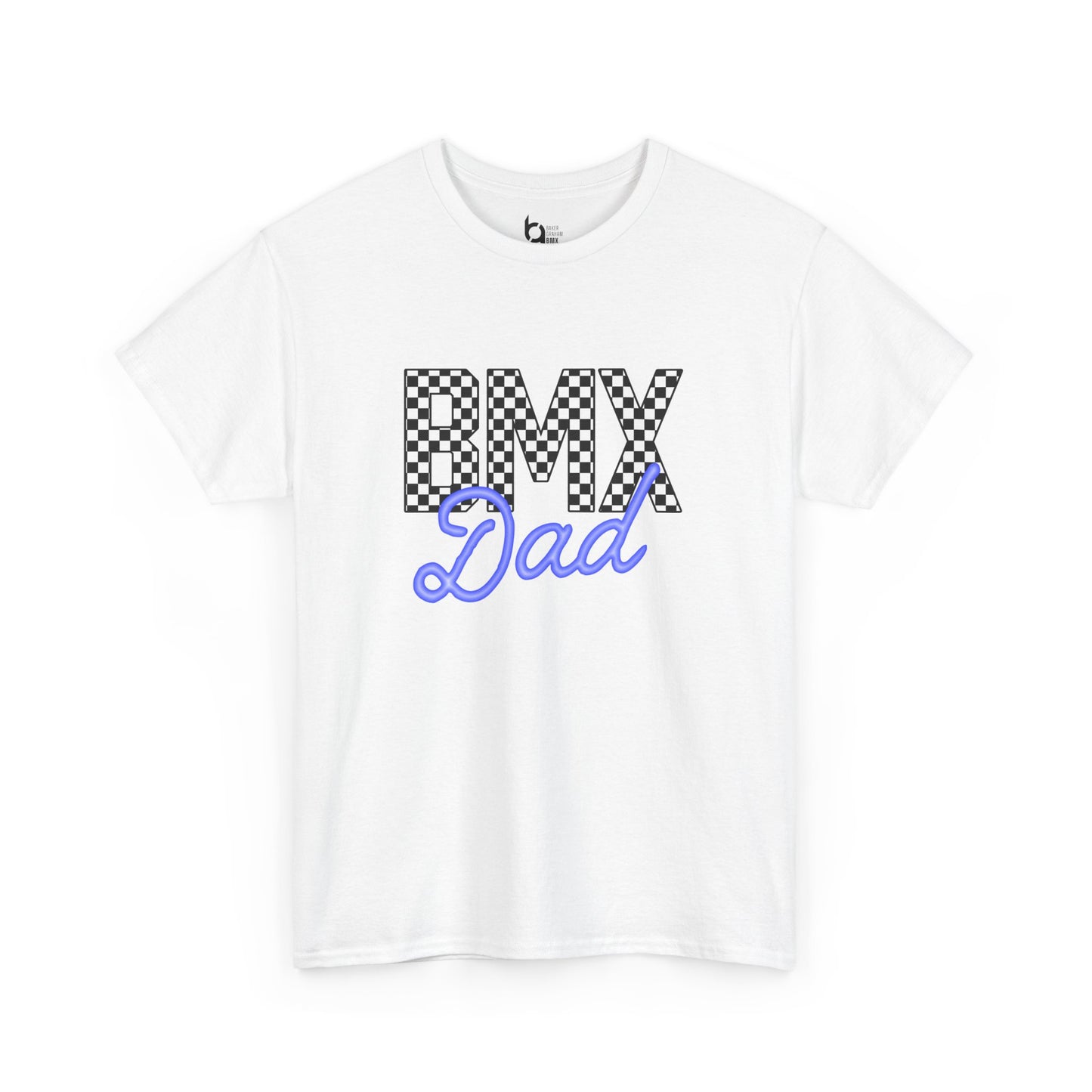 Checkered BMX Dad Light Colored Tee - Blue Lettering