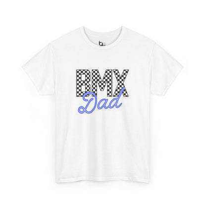 Checkered BMX Dad Light Colored Tee - Blue Lettering